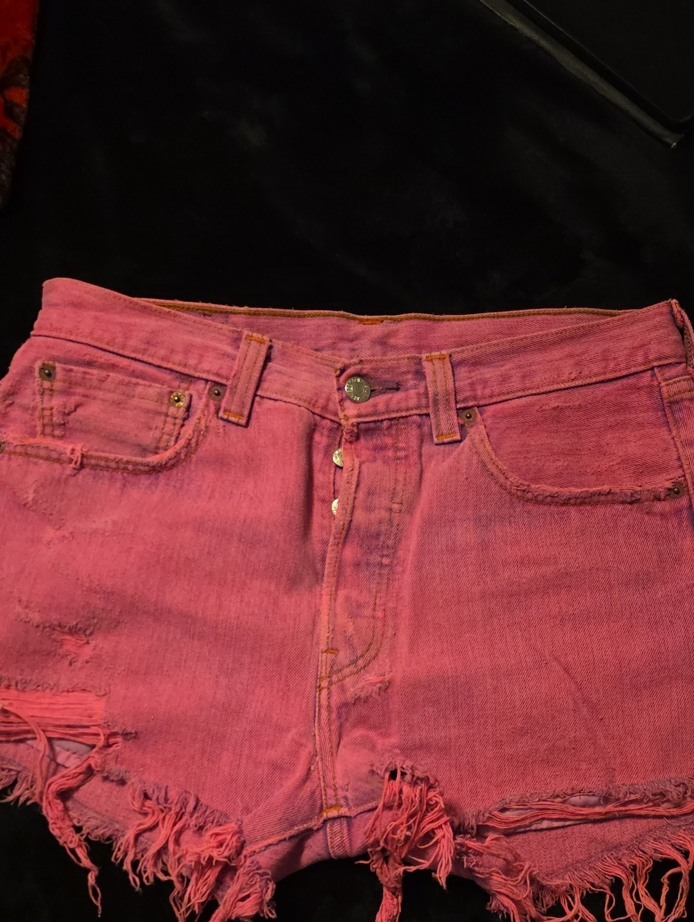Levi's Pink Denim Shorts with Leather Patch